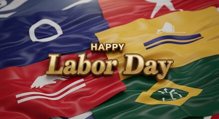 Fototapeta premium Vibrant labor day celebration with colorful flags