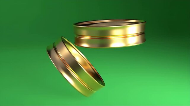 Key Concept: a Golden Metallic Key Floats and Rotates Above a Green Gradient Background with Dramatic 3d Reflections and Glow