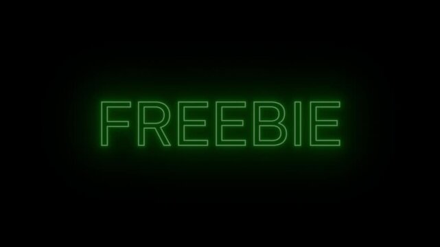 Natural Green Neon Logo 'FREEBIE' with Continuous Loop and Clear Background, Perfect for Contests and Giveaway Promos