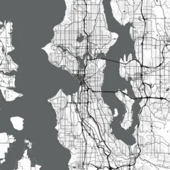Minimal vector city map of Seattle with streets, parks and waterways © supplement