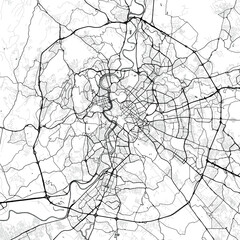 Obraz premium Minimal vector city map of Rome with streets, parks and Tiber River
