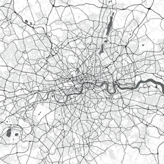 Obraz premium Minimal vector city map of London with streets, parks and River Thames