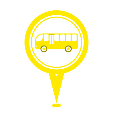 yellow cute bus location pin icon