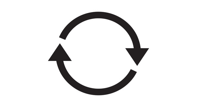 Circular arrow with opposing points black silhouette