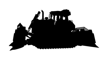 Bulldozer Machinery Silhouette Against A White Background © MD