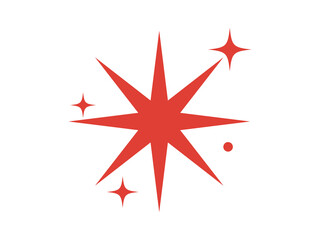 Fototapeta premium Red Sparkle Star Burst Icon PNG Isolated on Transparent Background for Decoration and Graphic Design