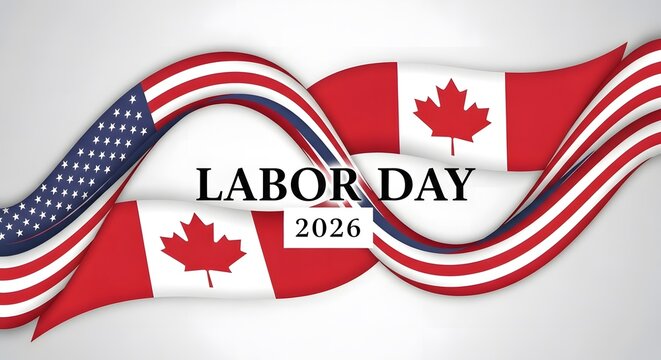 Labor day 2026 united states and canada flag wave celebration graphic