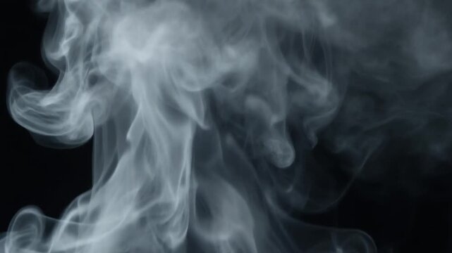 Abstract white smoke waves rising up slowly against dark background 暗い背景に対してゆっくりと立ち上る抽象的な白い煙のウェーブ