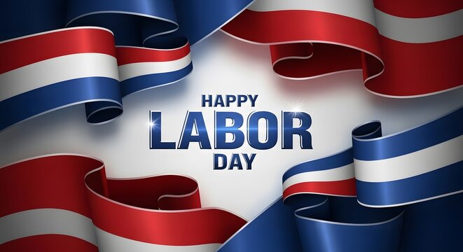 Happy labor day celebration with patriotic ribbons