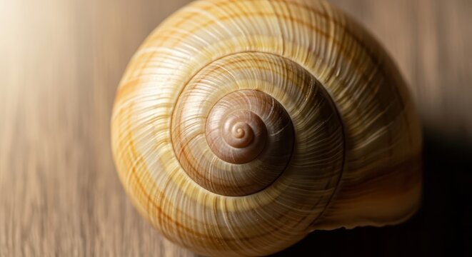 Detailed Close-up of a Snail Shell Spiral Showing Organic Growth Patterns