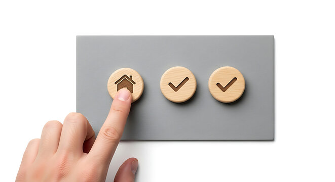 Hand pressing three heart icons on a board