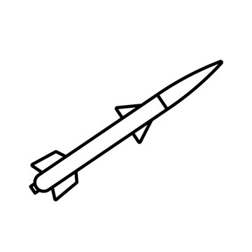 Missile for air defense system, surface to air interceptor rocket, military defense icon isolated on white background