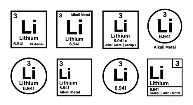 Lithium Element Icons Periodic Table Style Vector Illustration