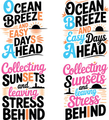 Fototapeta premium Inspirationalquotesbeachbreezesunsetstressfreelifeaestheticgraphicdesignelements