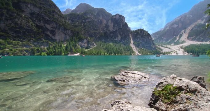 Spectacular view of lake Braies 
