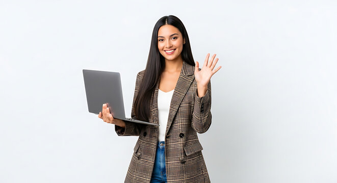 Professional woman holding tablet and smiling