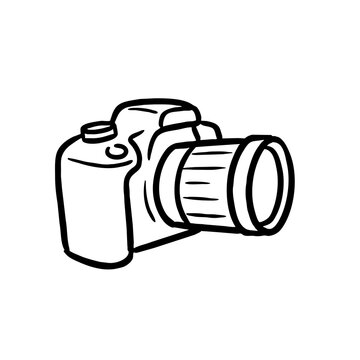 a vector doodle illustration of a camera isolated on a transparent background