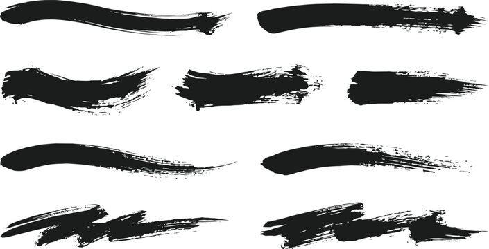 Collection of grunge paint brush strokes with hand drawn collection abstract highlight scribble creative illustration isolated