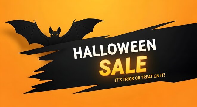 Happy halloween sale banner spooky bat design for autumn promotions and discounts