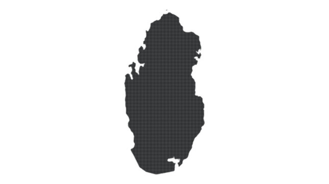 Detailed vector map of Qatar isolated on white background, featuring a complex dark geometric pattern texture fill for a modern and creative graphic design presentation.