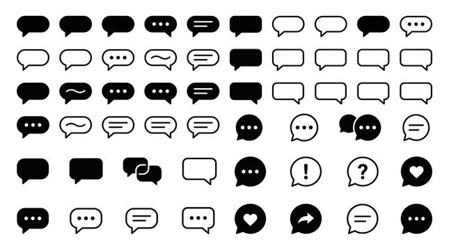 Collection of chat and speech bubbles icons on white background
