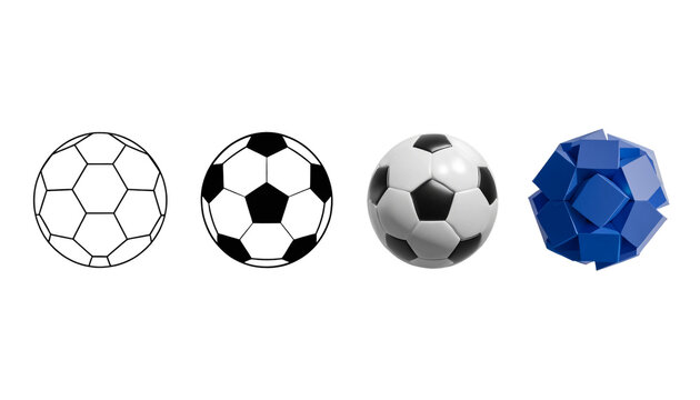 Evolution of a soccer ball design from line art to 3D realistic model