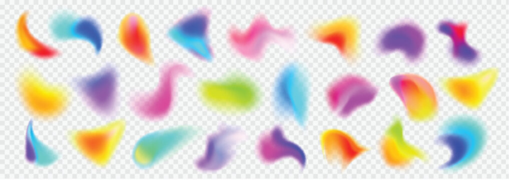 Colorful Blurred Gradient Blob Collection Isolated