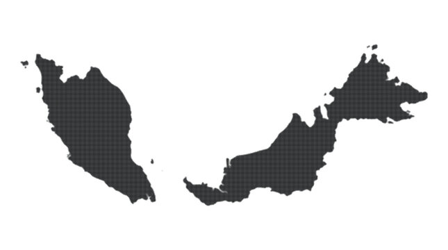 Detailed vector map of Malaysia isolated on white background, featuring a complex geometric pattern fill inside the country borders for a modern and artistic cartographic look.