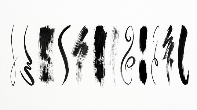 Black brush strokes on white background