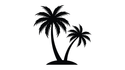 Two black palm trees on small mound with white transparent background © Sirin