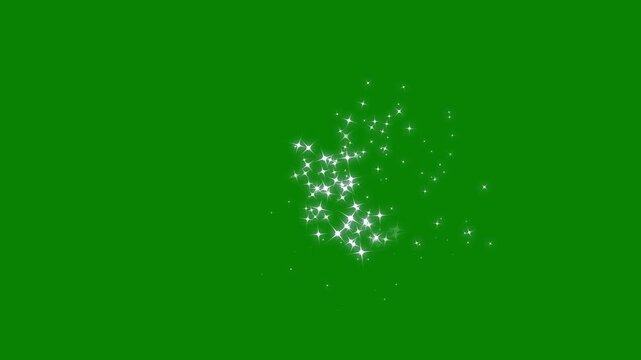 Sparkling white star doodle animation, magic pixie dust trail,glitter line stars, magical sparkle trail, cartoon blinking stars. magical transition overlay on green screen background 4k animison.