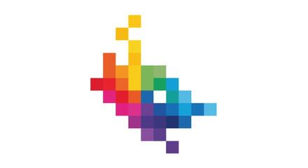 Fototapeta premium Abstract Colorful Pixel Art Bird Graphic Isolated on White Background, Vibrant Digital Design Concept