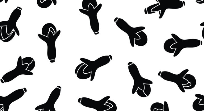 Seamless pattern of black clove spice silhouettes isolated on white background representing organic aroma.