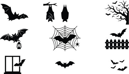 Fototapeta premium Halloween bat silhouettes for decor and design