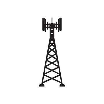 Cell tower icon, communication antenna symbol, vector illustration