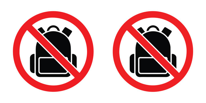 Two backpack prohibition signs indicating no backpacks allowed in certain areas or venues.