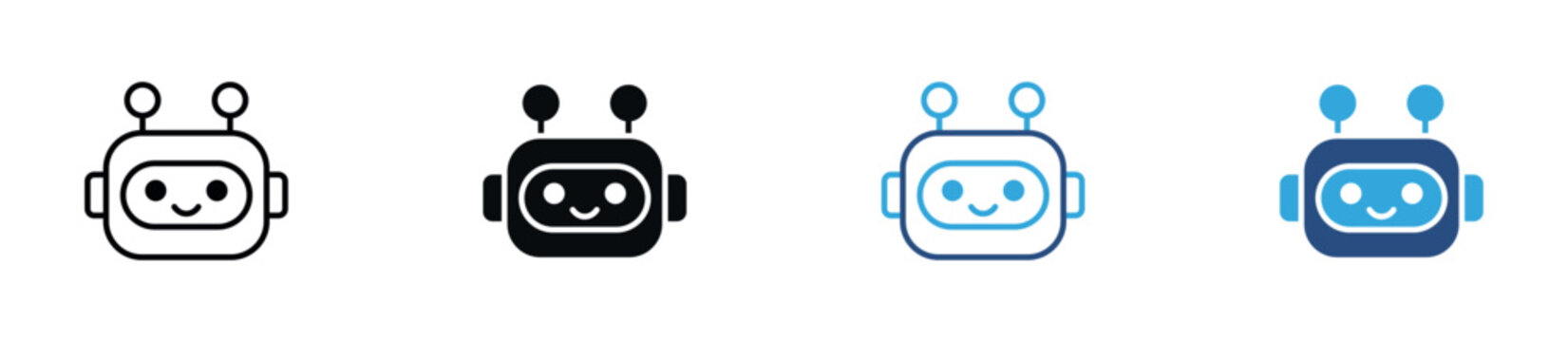 Chatbot Icon Set. AI Assistant, Virtual Support, Customer Service and Conversational AI Symbols. Vector Illustration.