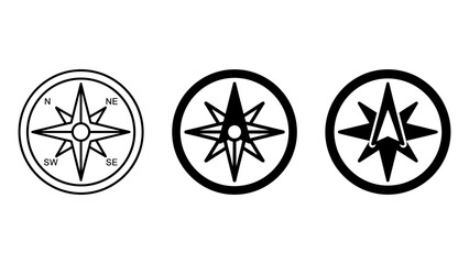 Collection of compass rose icons for navigation and direction themes with navigation direction collection pictogram © SHOFIKUL