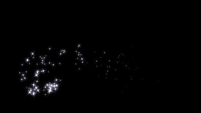 Twinkling glowing stars with sparkling glitter line animation.twinkling shimmer line effect, magic line dust pixie and glittering star line effect.videos on black background 4K.