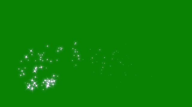 Twinkling glowing stars with sparkling glitter line animation.twinkling shimmer line effect, magic line dust pixie and glittering star line effect.videos on green background 4K.