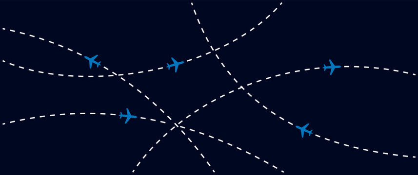 Airplane travel flight path pattern modern background