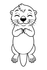 Obraz premium Cute smiling beaver coloring page for children activity.