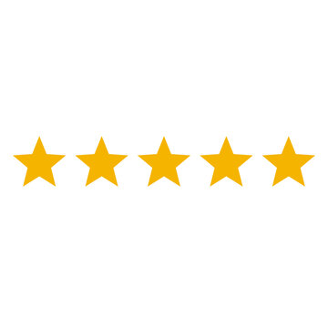 Gold Five Star Rating Bar with Yellow Stars for Reviews