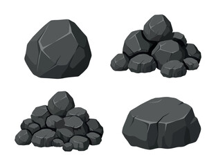 Gray rocks and stone piles vector illustration on a plain surface © MOHAMMAD