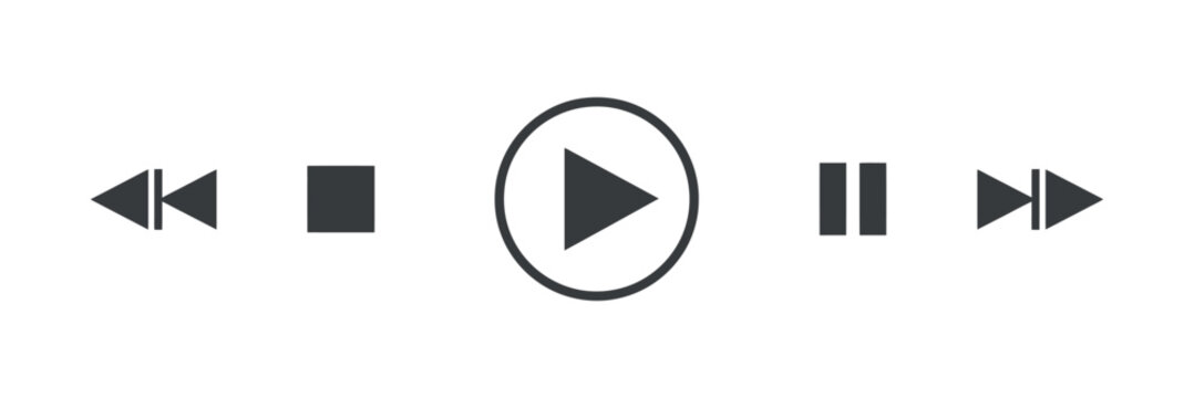Playback control icons with play pause rewind and fast forward symbols