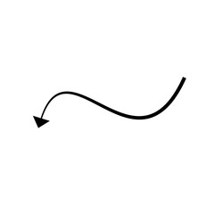 Fototapeta premium Hand Drawn Black Curly Arrow Pointing Left Direction Pointer Symbol