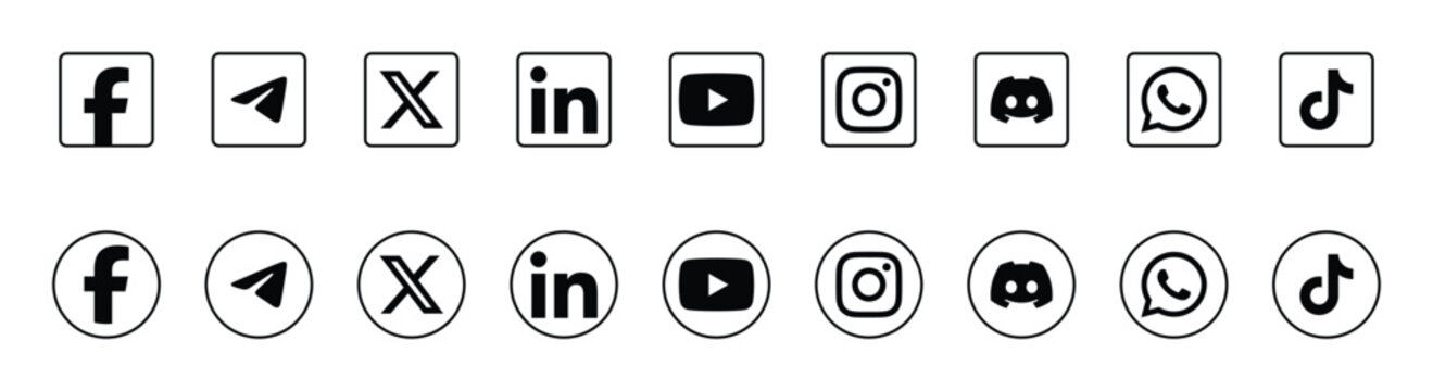 Social media icons on white background