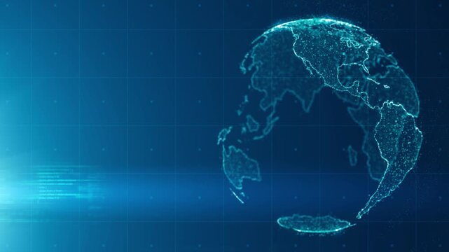 Digital globe pulses with blue energy
