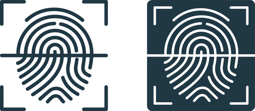 Fingerprint scanning icon representing digital security and biometric identity