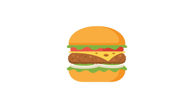 Juicy Hamburger Flat Icon Vector Illustration